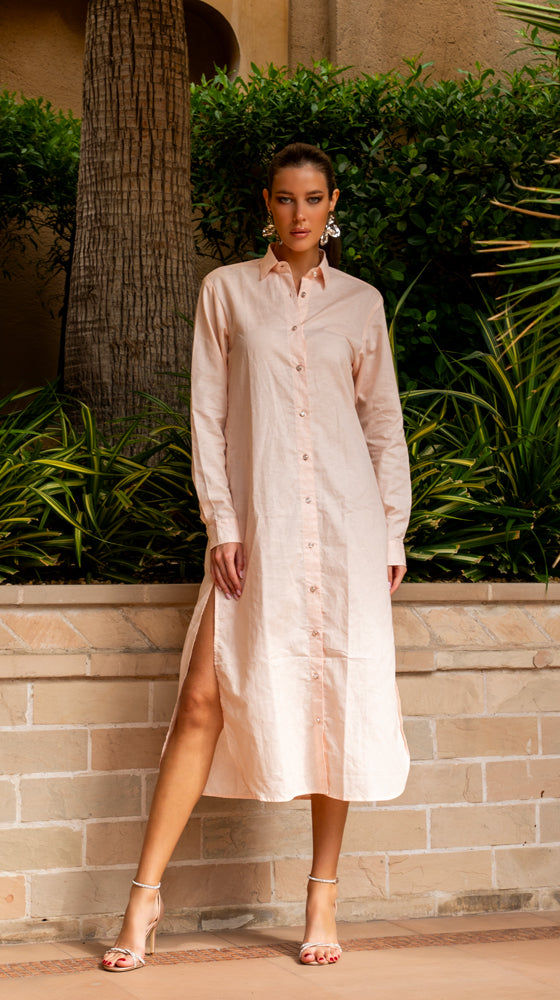 MYSTIC MIRAGE - Pink Elegant Mid-Length Shirt Dress – RANIER FASHION