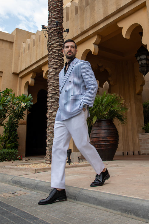 MYSTIC MIRAGE - Modern Striped Double-Breasted Suit