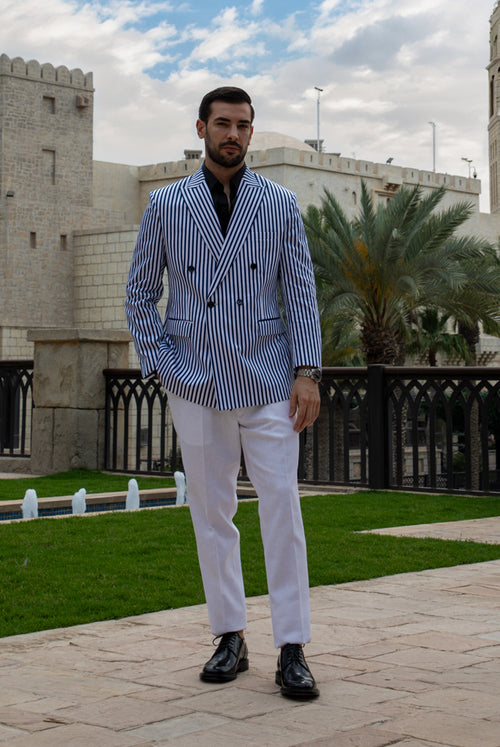 MYSTIC MIRAGE - Modern Striped Double-Breasted Suit