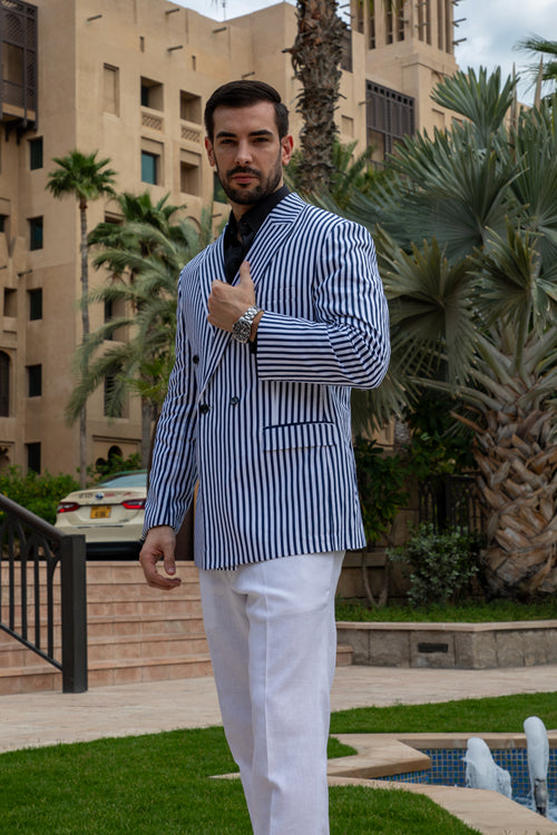 MYSTIC MIRAGE - Modern Striped Double-Breasted Suit