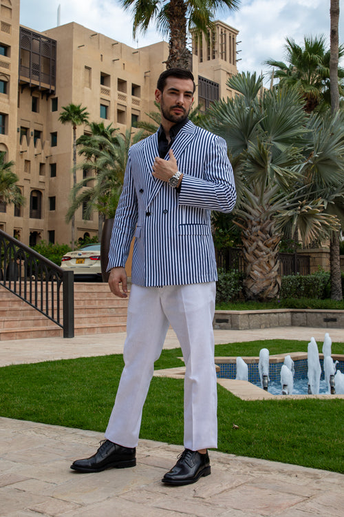 MYSTIC MIRAGE - Modern Striped Double-Breasted Suit