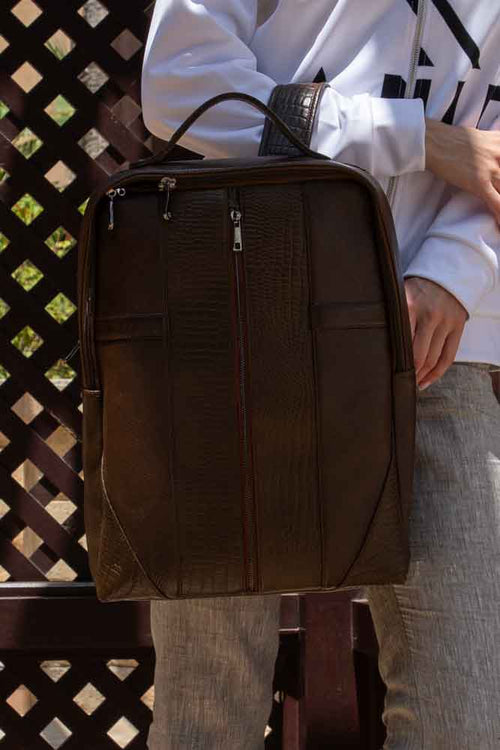 MYSTIC MIRAGE - Brown Luxury Leather Executive Backpack