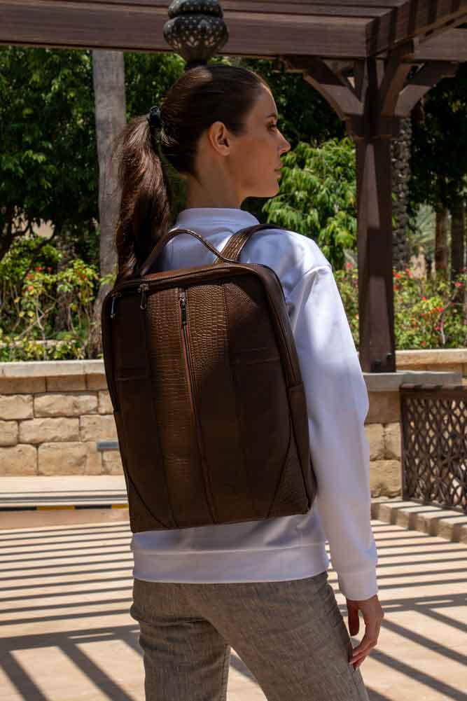 Brown Luxury Leather Executive Backpack