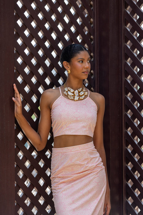 MYSTIC MIRAGE - Elegant Pink Two-Piece Dress